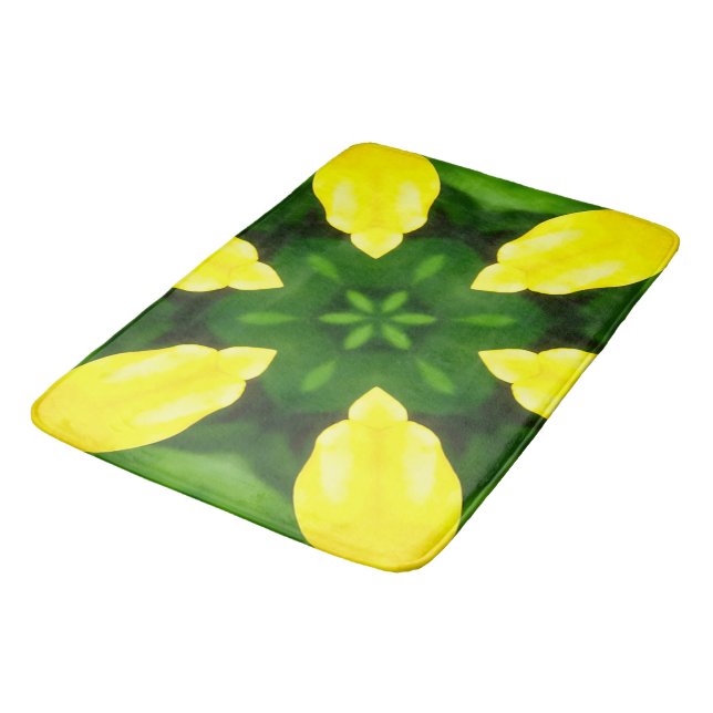 ABSTRACT YELLOW AND GREEN DRAWING. SAMER BRASIL. 3 BATH MAT (Angled)