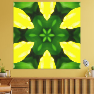 ABSTRACT YELLOW AND GREEN DRAWING. SAMER BRASIL. 3 CANVAS PRINT