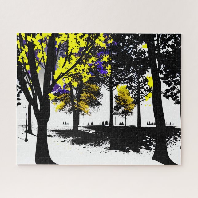 Abstract Yellow and Purple Autumn Symphony Jigsaw Puzzle (Horizontal)