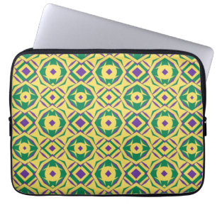 Abstract Yellow and Purple Pattern with Diamonds L Laptop Sleeve