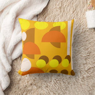 Abstract Yellow Beige Brown Cushion