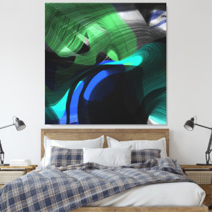 Abstract yellow black paint canvas print