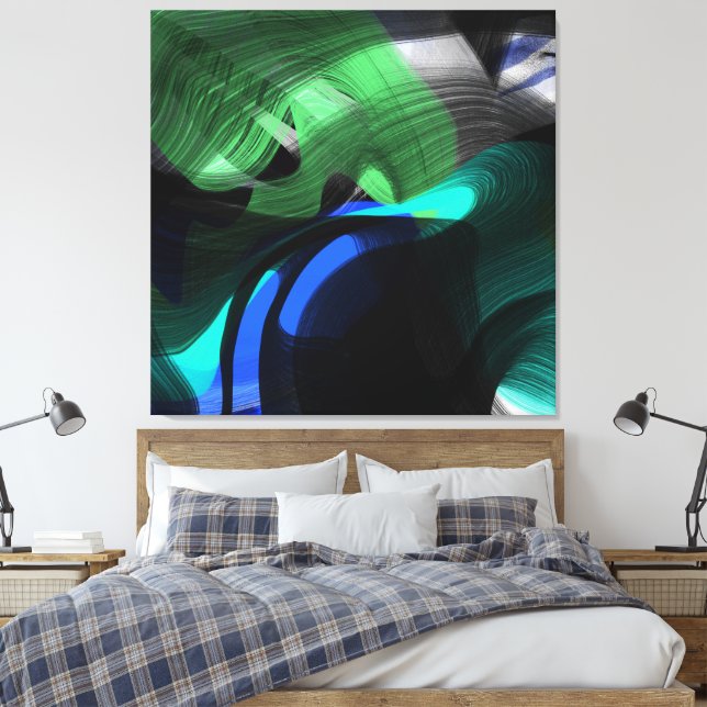 Abstract yellow black paint  canvas print (Insitu(Bedroom))