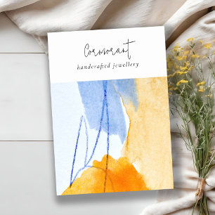 Abstract Yellow Blue Art Watercolor Blank Jeweller Business Card