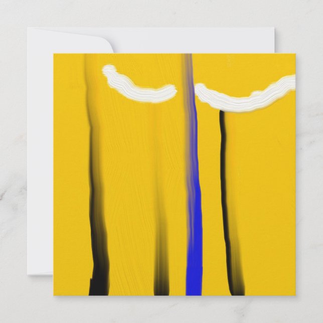 Abstract yellow blue black white oil painting (Front)