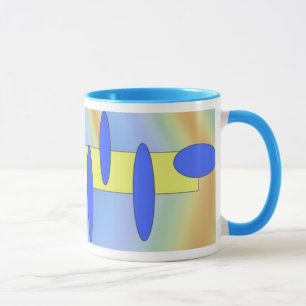 abstract yellow blue mug