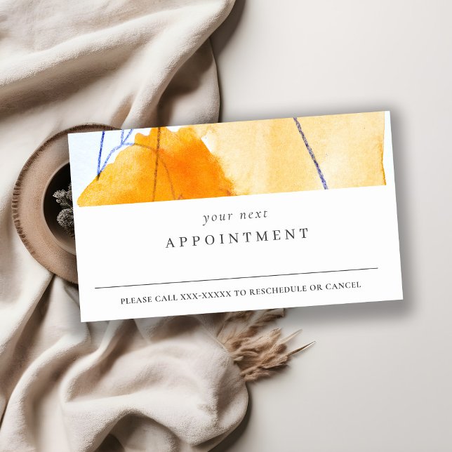 Abstract Yellow Blue Watercolor Art Appointment Business Card (Creator Uploaded)