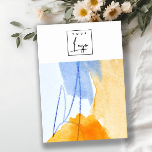 Abstract Yellow Blue Watercolor Logo Blank Jewelle Business Card