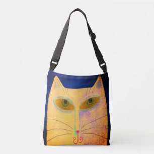 Abstract Yellow Cat Crossbody Bag