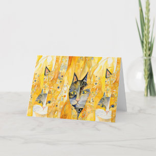 Abstract yellow cat thank you card