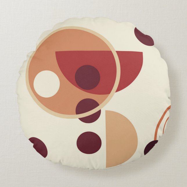 Abstract yellow circles dots  round cushion (Front)