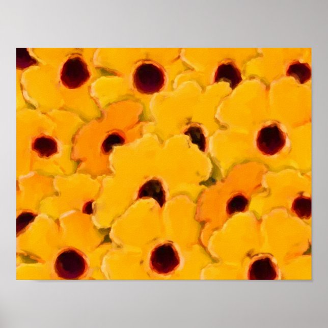 Abstract Yellow Daisies Flower Art Photo Painting Poster (Front)