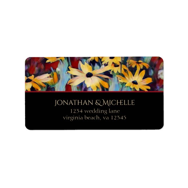 Abstract Yellow Daisy Flowers Floral Address Label (Front)