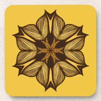 Abstract Yellow Flower Coaster