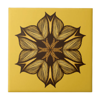 Abstract Yellow Flower Tile