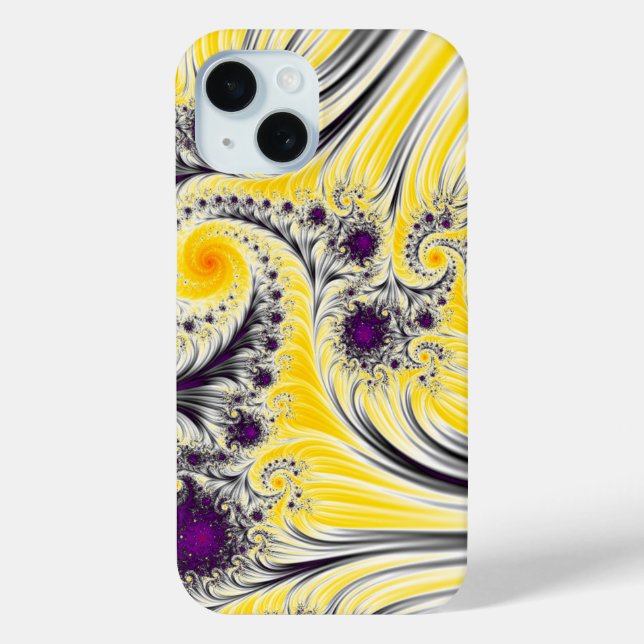 Abstract Yellow Fractal Art Case-Mate iPhone Case (Back)
