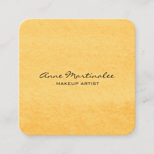 Abstract Yellow Gold Watercolor  Square Business Card (Front)