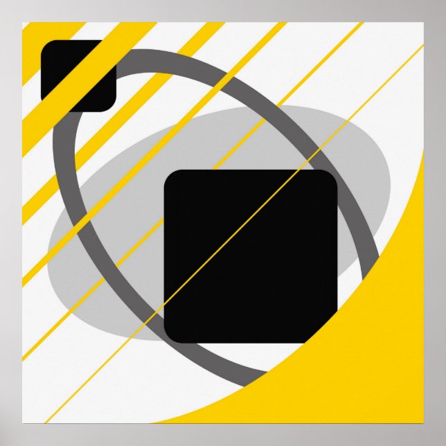 Abstract Yellow Gray Off-White Black AP0002 Poster (Front)