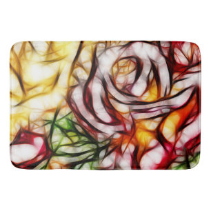 Abstract Yellow Light Rose Artistic Floral Glow Bath Mat