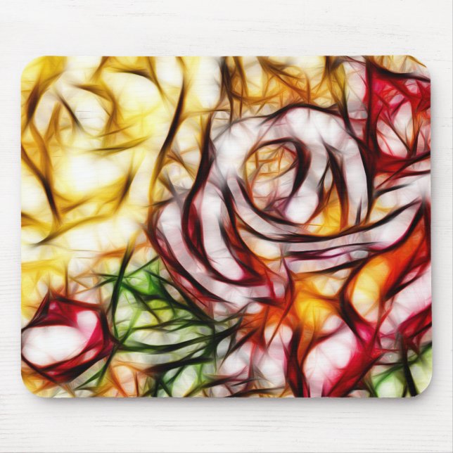 Abstract Yellow Light Rose Artistic Floral Glow Mouse Mat (Front)