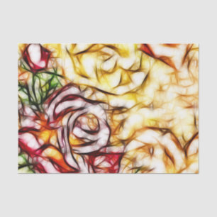 Abstract Yellow Light Rose Artistic Floral Glow Tissue Paper