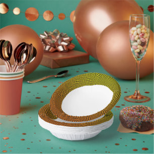 Abstract Yellow n Orange Squares Paper Plate