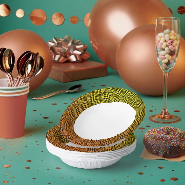 Abstract Yellow n Orange Squares Paper Plate (Multi)