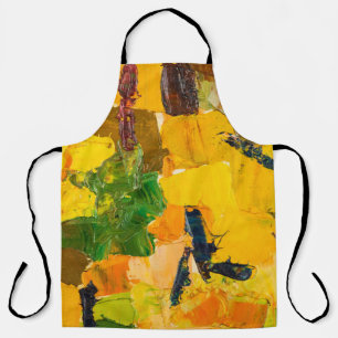 Abstract Yellow Oil Canvas Painting Apron