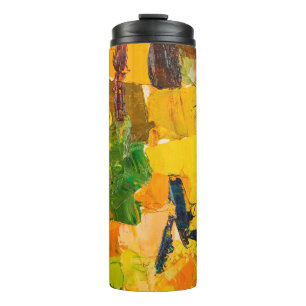 Abstract Yellow Oil Canvas Painting Thermal Tumbler