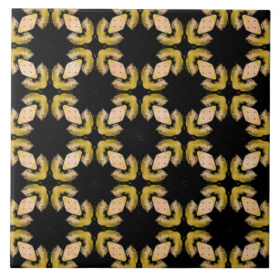 Abstract Yellow, Orange, and Black Pattern Tile