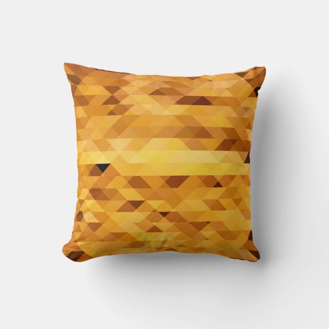 Abstract yellow orange digital mosaic polygonal te cushion (Front)