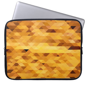 Abstract yellow orange digital mosaic polygonal te laptop sleeve