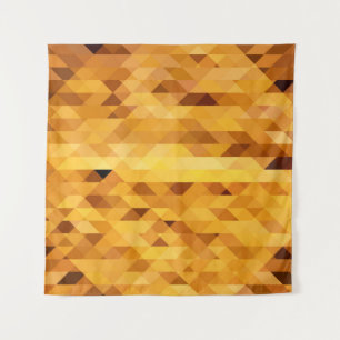 Abstract yellow orange digital mosaic polygonal te tapestry