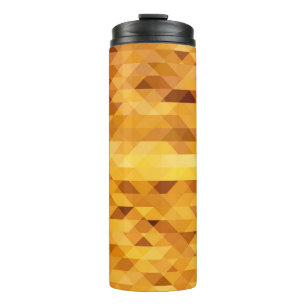 Abstract yellow orange digital mosaic polygonal te thermal tumbler