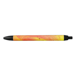 Abstract Yellow Orange Enchanted Garden Black Ink Pen