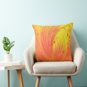 Abstract yellow orange Enchanted Garden Cushion