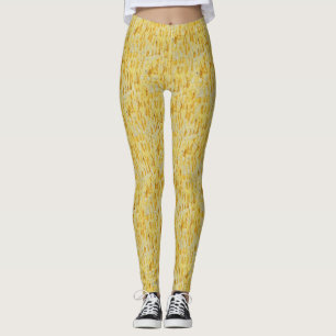 Abstract Yellow Pastel Impressionist Pattern Leggings