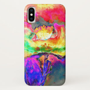 Abstract yellow pink watercolor floral painting  iPhone x case
