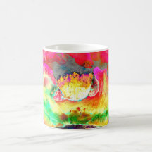 Abstract yellow pink watercolor floral painting