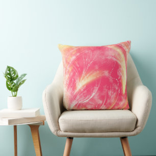 Abstract yellow red Dandelions and fireflies Cushion