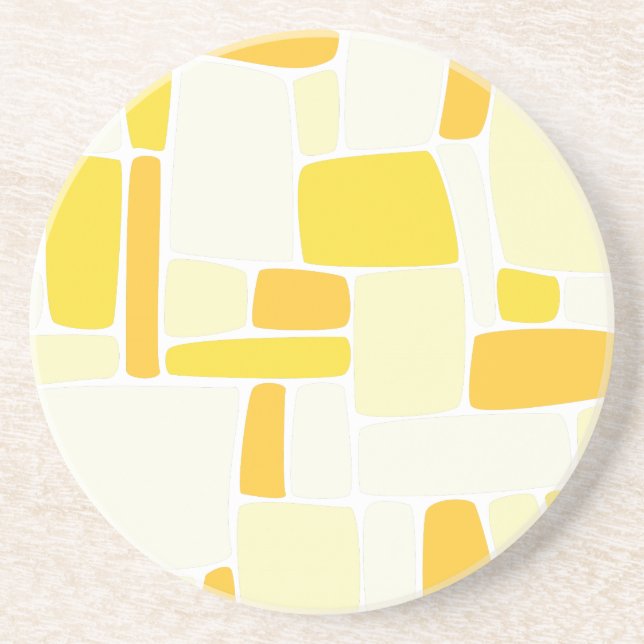 Abstract Yellow Squares Coaster (Front)
