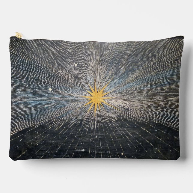 Abstract Yellow Starburst Mystic Celestial Cosmic Accessory Pouch (Front)