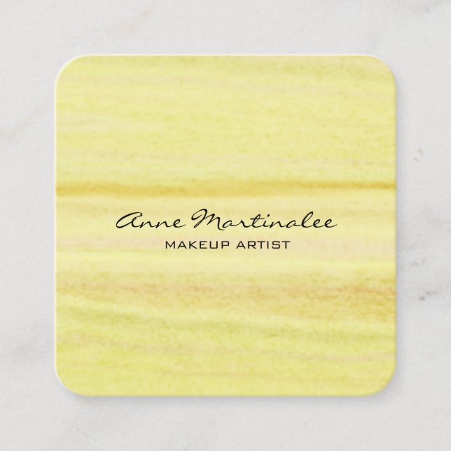 Abstract Yellow Watercolor Square Business Card (Front)