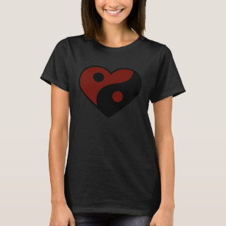 ABSTRACT YIN YANG BLACK AND DARK RED PEACE SYMBOL T-Shirt