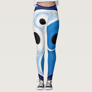 Abstract Yin Yang: Modernist Blue & White Leggings