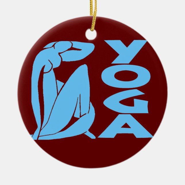 Abstract YOGA, add, edit text Ceramic Tree Decoration (Front)