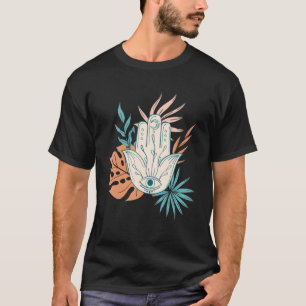 Abstract Yoga Symbol Hamsa Mandala Om With Tropica T-Shirt