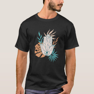 Abstract Yoga Symbol Hamsa Mandala Om With Tropica T-Shirt