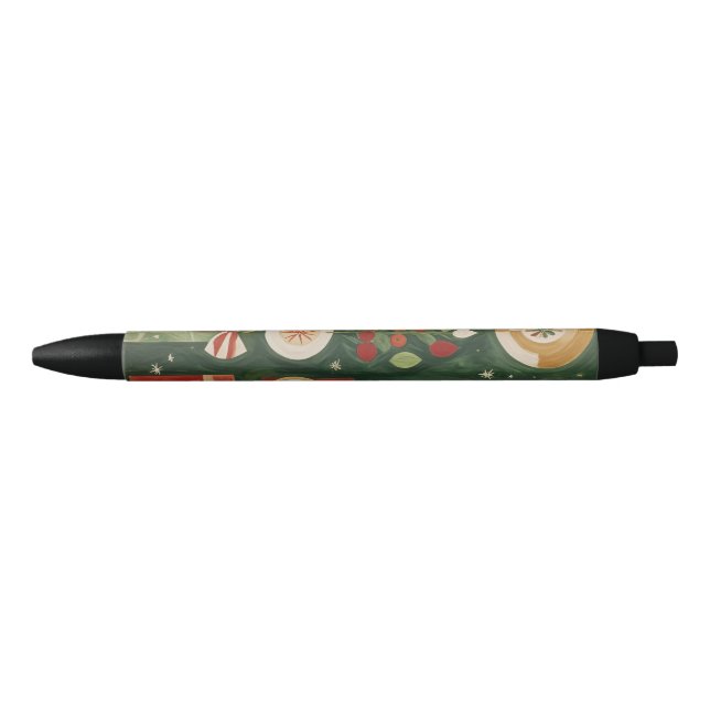 Abstract Yuletide Tapestry Black Ink Pen (Front)