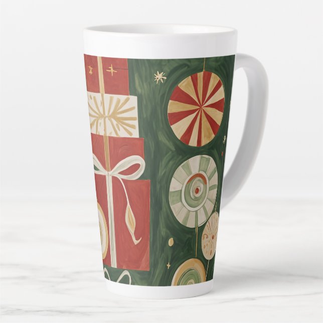 Abstract Yuletide Tapestry Latte Mug (Right Angle)